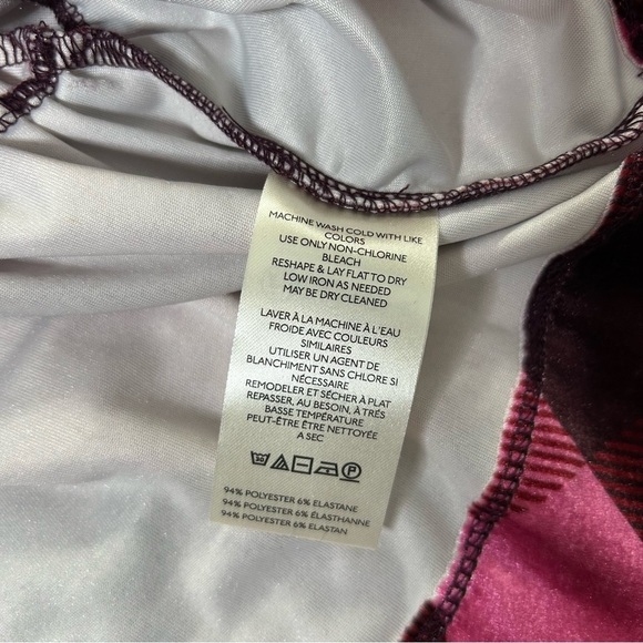 NWT Maeve Velvet Pink Maroon Plaid Puff Sleeve Top Low Cut Size Medium - Picture 6 of 12